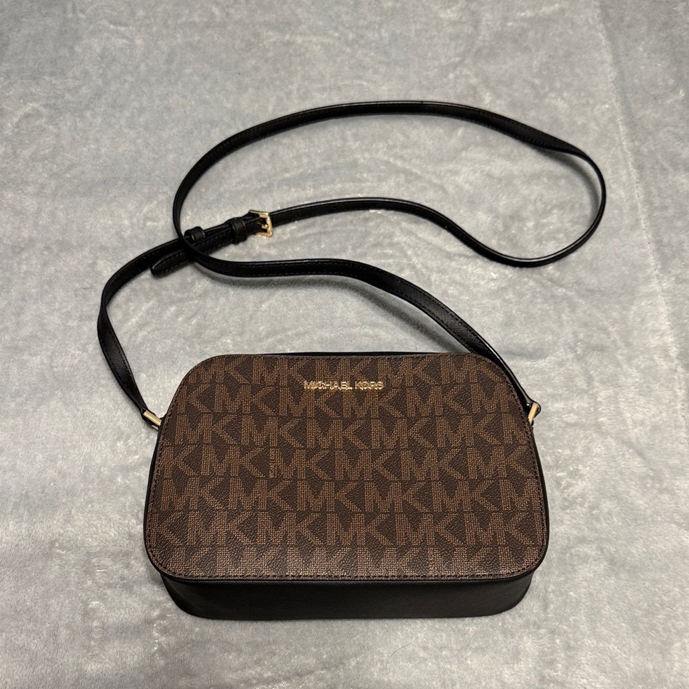 Michael Kors Monogram Brown and Black Crossbody Bag